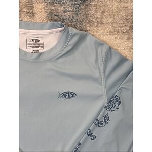 AFTCO Performance Fishing Shirt Long Sleeve Light Blue Large‎ Youth/Mens?